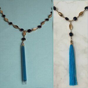 Lilly Pulitzer Statement Necklace Seaside Tassel Capri Teal Blue Cowrie …